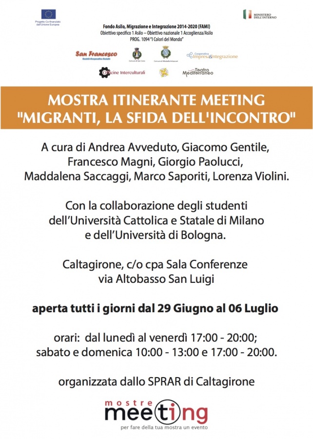 AL CPA “I COLORI DEL MONDO” DI CALTAGIRONE LA MOSTRA ITINERANTE MEETING “MIGRANTI, LA SFIDA DELL’INCONTRO”